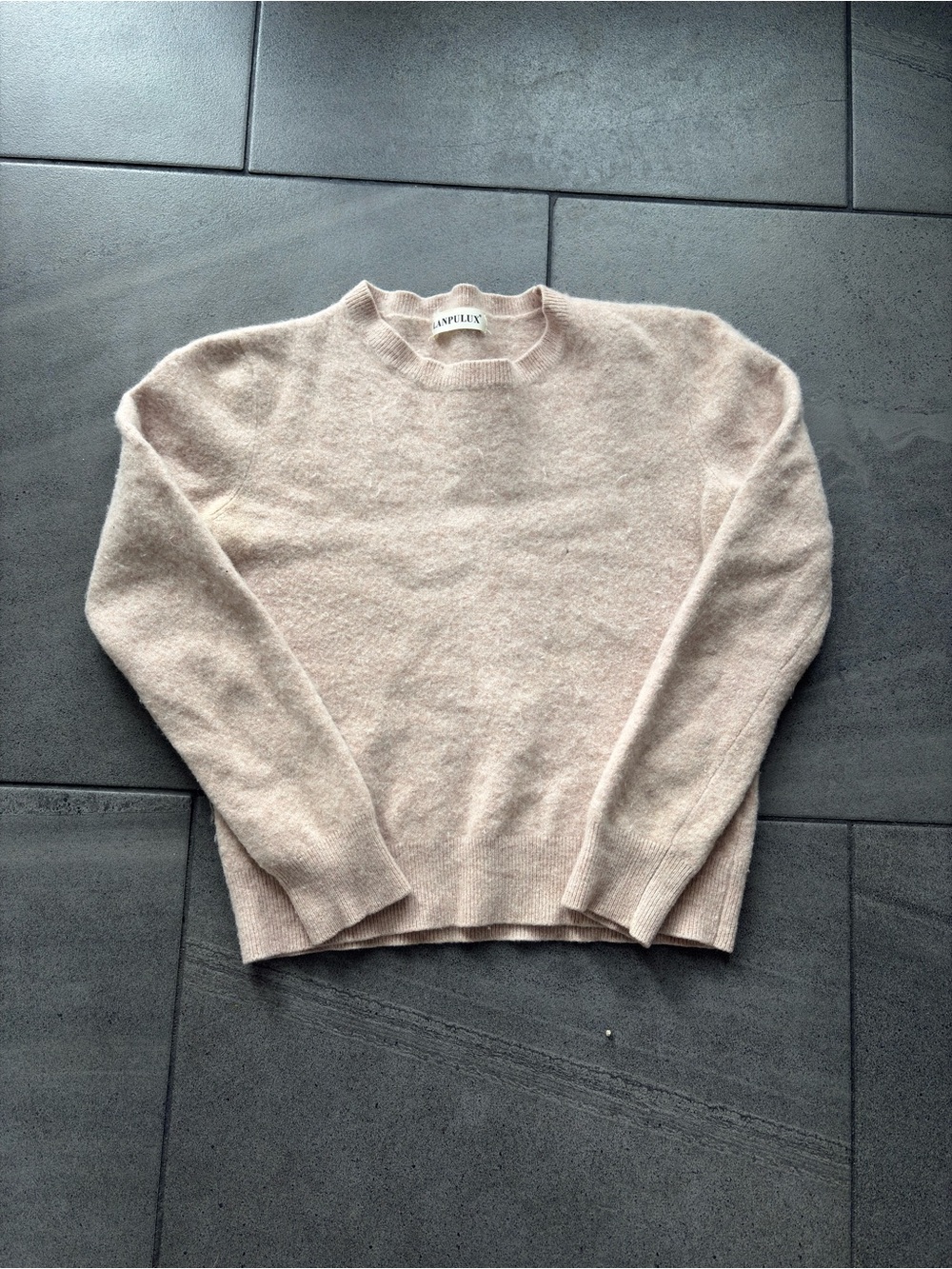 Lanpulux 100% Wool Crewneck Sweater Womens XL White Long Sleeve Pullover